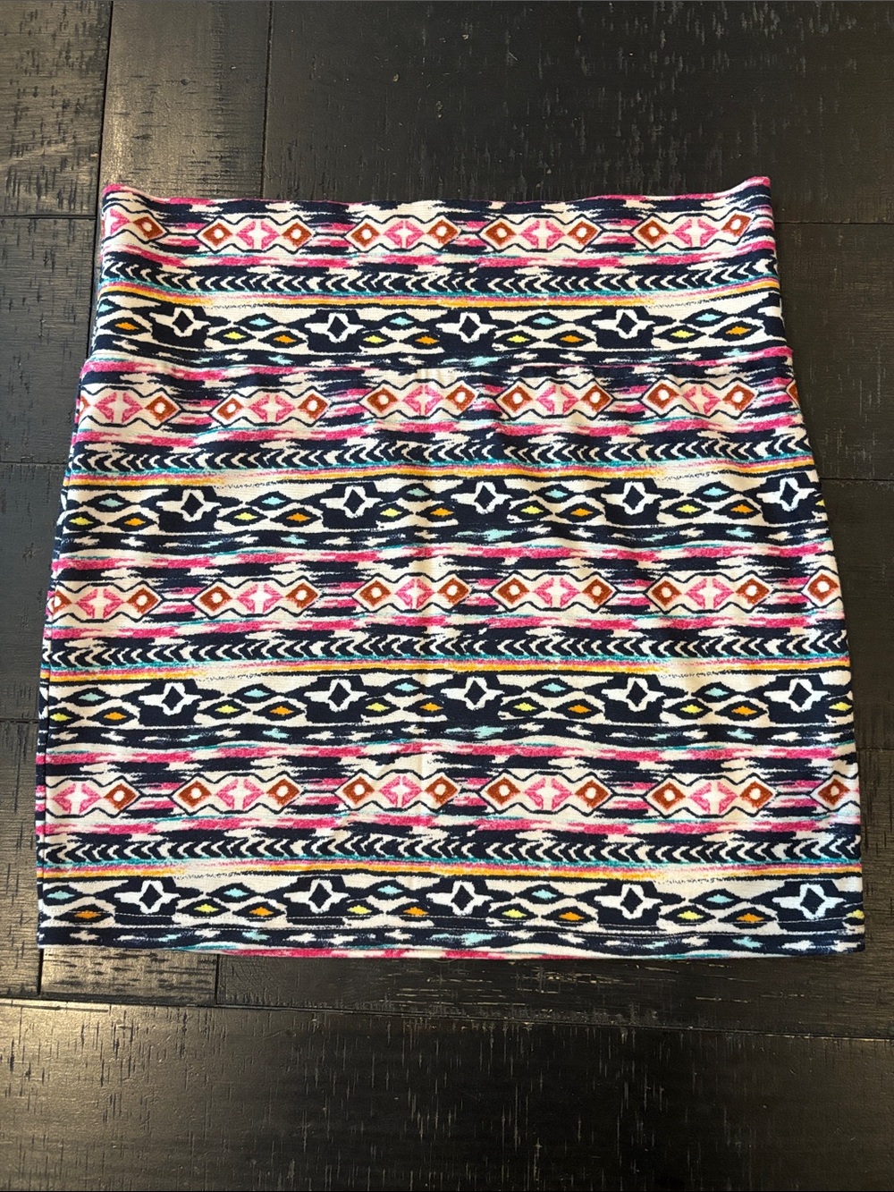 Ariat Aztec Hailey Western Mini Skirt in Navy, Pink & White Medium